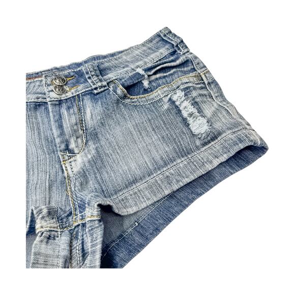 Free Culture Mid-Wash Denim Shorts Size 13 Stretch Cotton Blend Casual - Picture 4 of 10